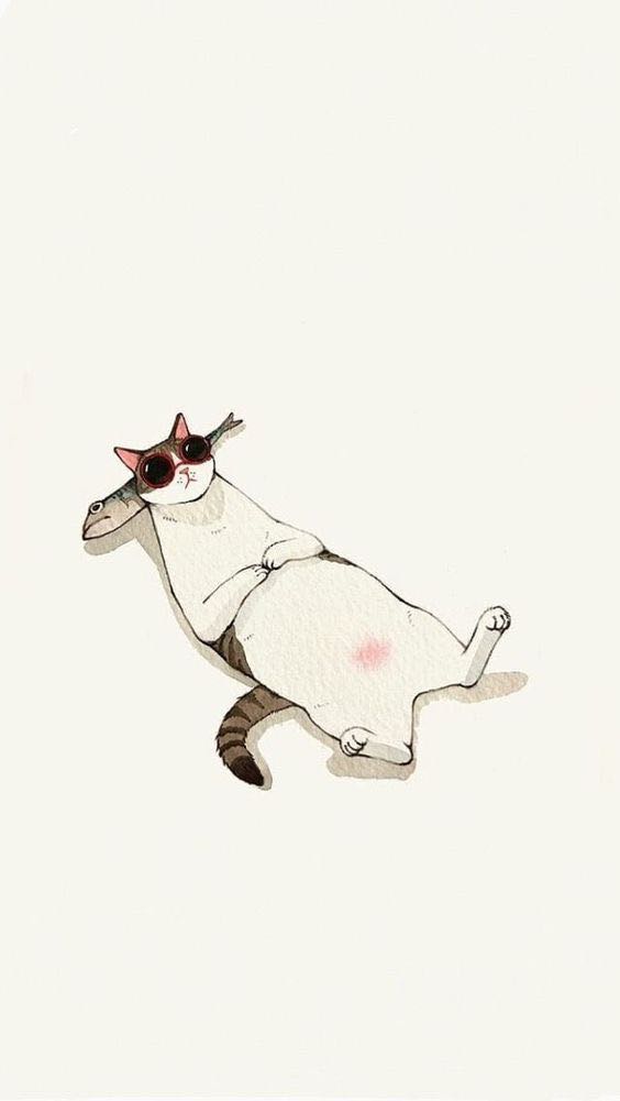 Hình Chibi Dễ Vẽ đáng yêu thương con cái mèo lười