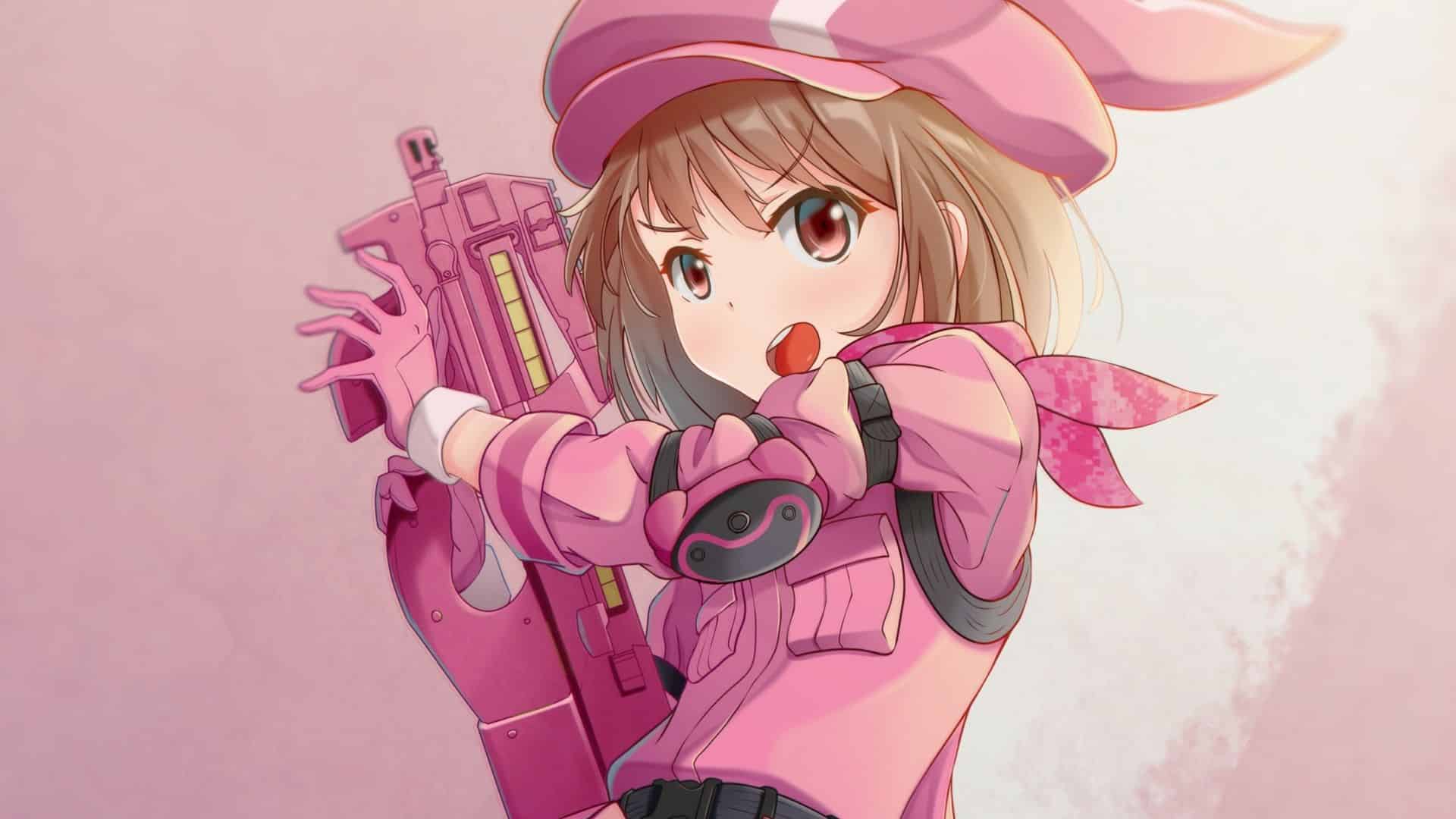 Hình Nền Anime màu hồng cực kỳ cute đáng yêu