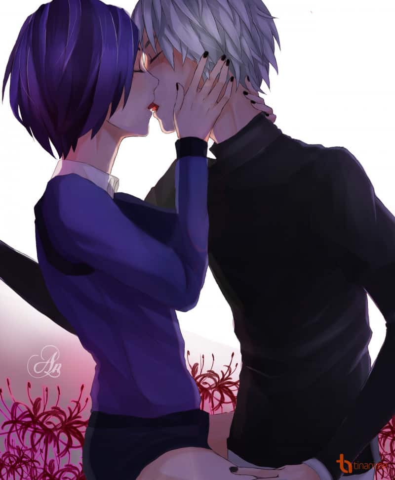 Hình Tokyo Ghoul Kaneki và Touka hôn nhau