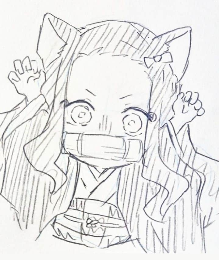 Hình Vẽ Nezuko cute xứng đáng yêu