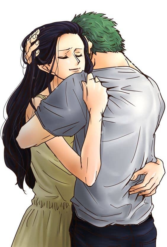 Hình Zoro và Robin ôm nhau hạnh phúc
