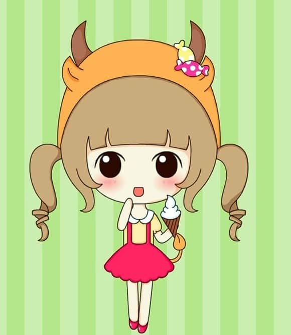 Hình chibi cute Anime nữ cung Kim Ngưu