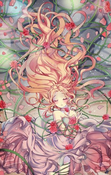 Hình công chúa Anime và hoa hồng