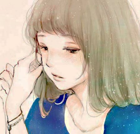 Hình đại diện avt Anime cô gái suy tư buồn