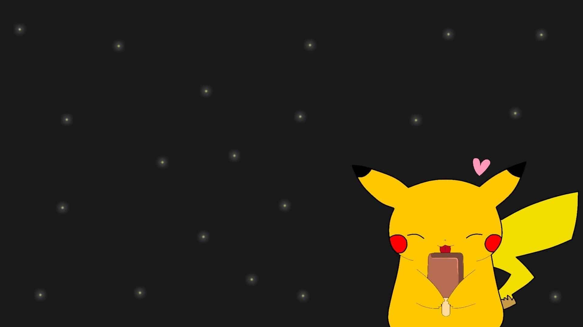 Hình nền Pikachu cầm kem đáng yêu