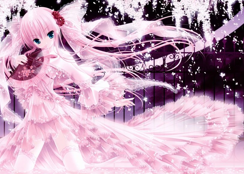 Hình nền công chúa Anime váy hồng tuyệt đẹp