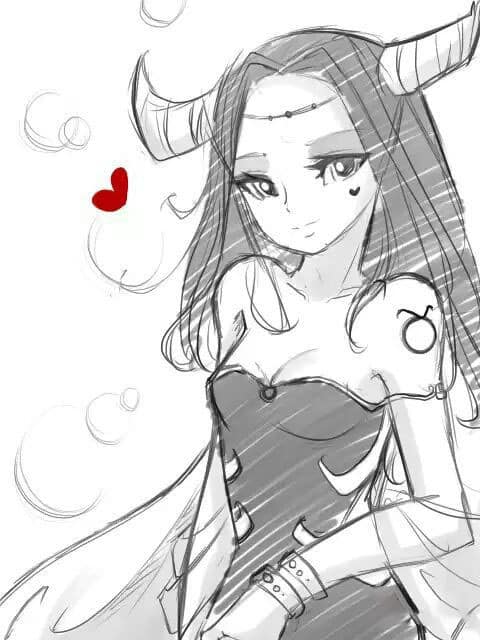 Hình vẽ cung Kim Ngưu nữ Anime siêu đáng yêu