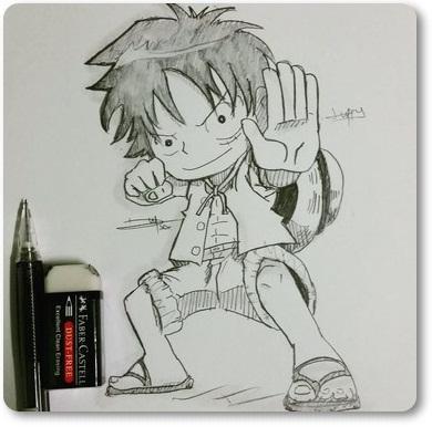 Tranh vẽ Monkey D.Luffy chibi cute