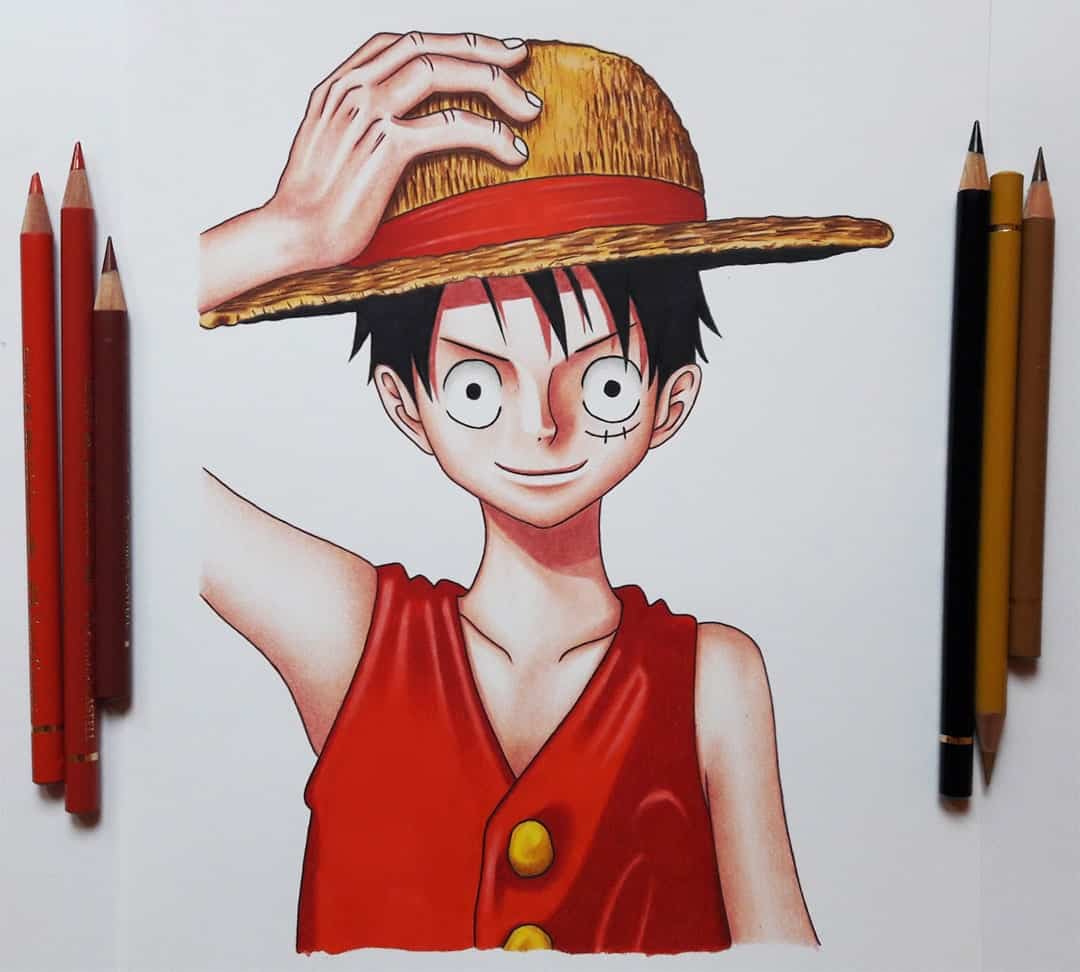 Tranh vẽ One Piece vị cây viết chì màu