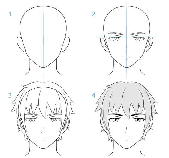 Từng bước vẽ khuôn mặt mũi anh hùng anime nam