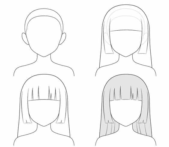 Cách vẽ tóc cho nhân vật anime nữ trong phim hoạt hình