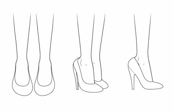 Vẽ chi tiết của đôi giày cao gót