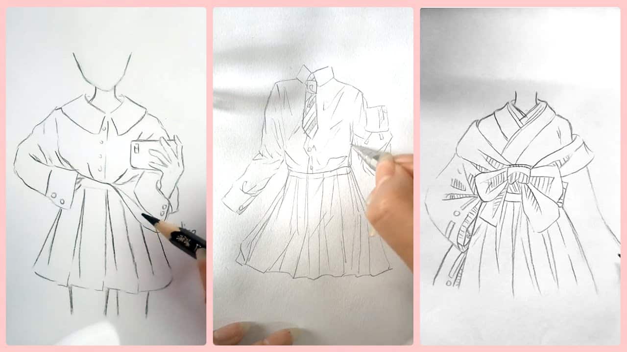 Vẽ trang phục Anime đơn giản mềm mại