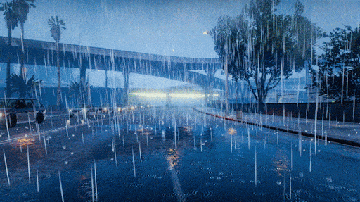 Xem ảnh trên nền động Anime cảnh quan trời mưa