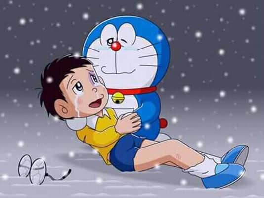 Hình Anime Doremon và Nobita khóc buồn