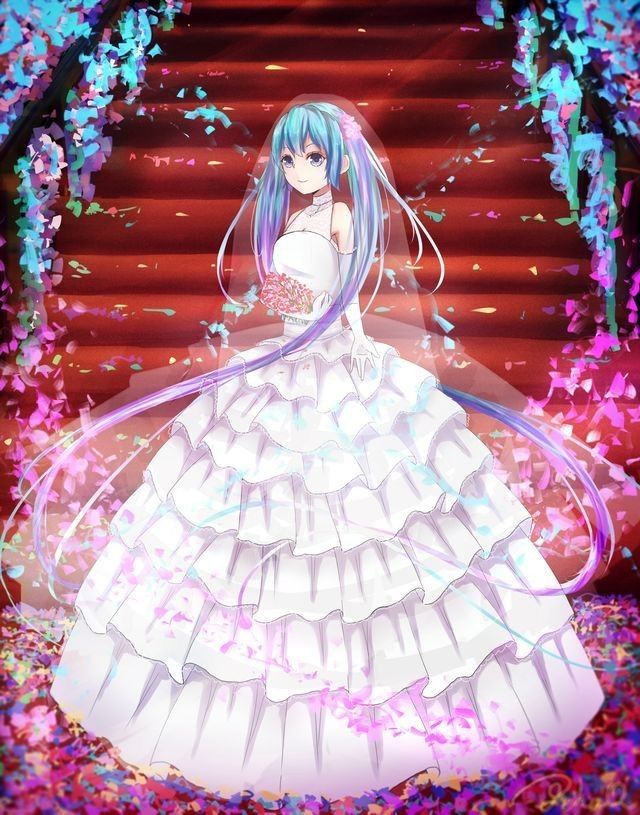 Hình Anime Girl Mặc Váy Cưới lộng lẫy kiêu sa
