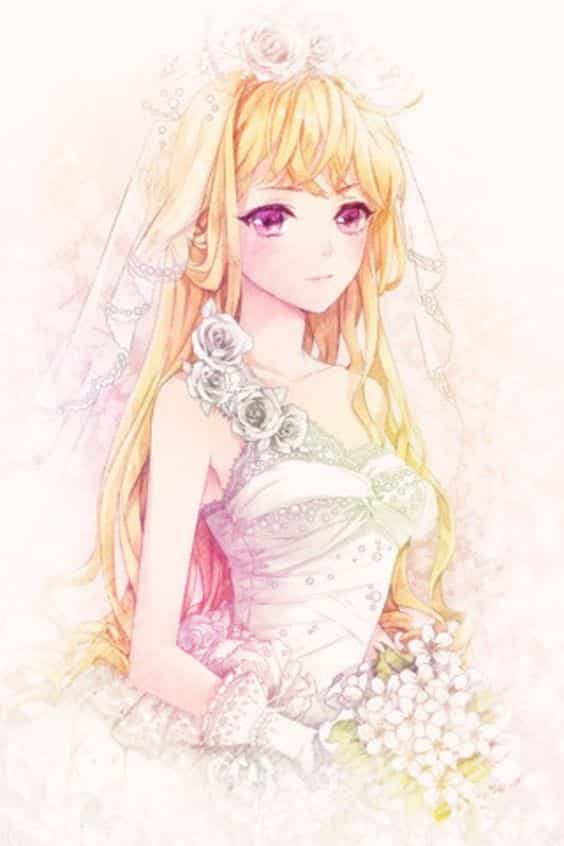 Hình Anime Girl Mặc Váy Cưới xinh đẹp cute