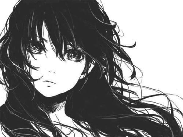 Hình Anime Girl Ngầu Trắng Đen Lạnh Lùng buồn suy tư