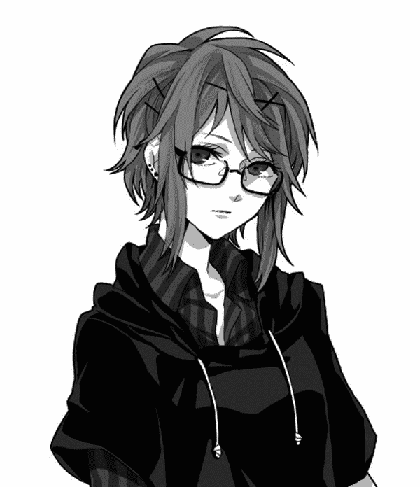 Hình Anime Girl Ngầu Trắng Đen Lạnh Lùng đeo kính cực đẹp