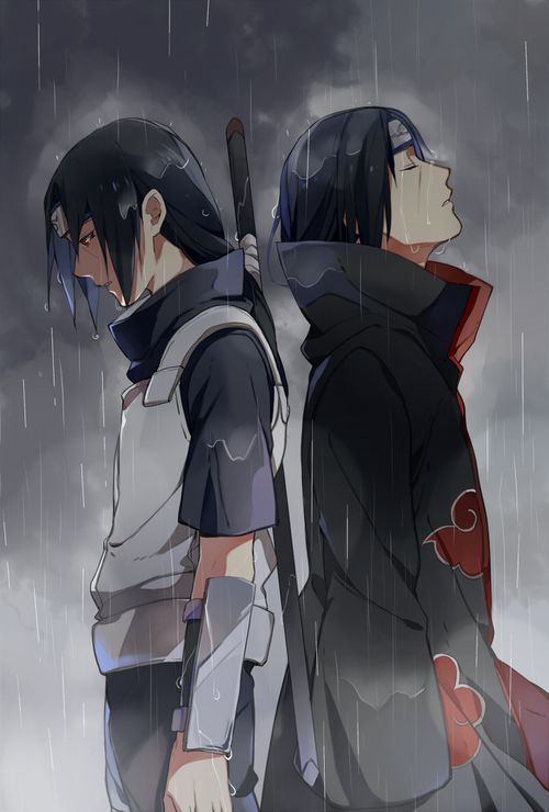 Hình Anime Itachi buồn thất vọng trong mưa