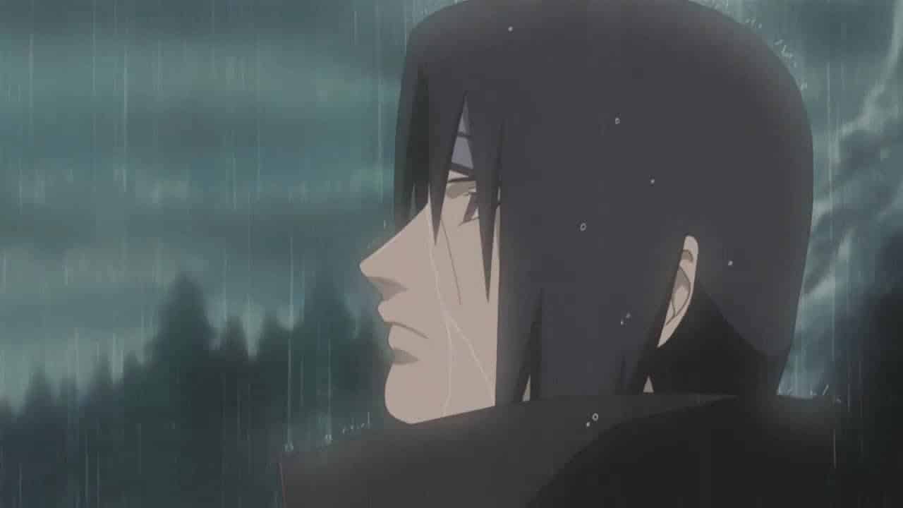 Hình Anime Itachi buồn trong con mưa lạnh lẽo