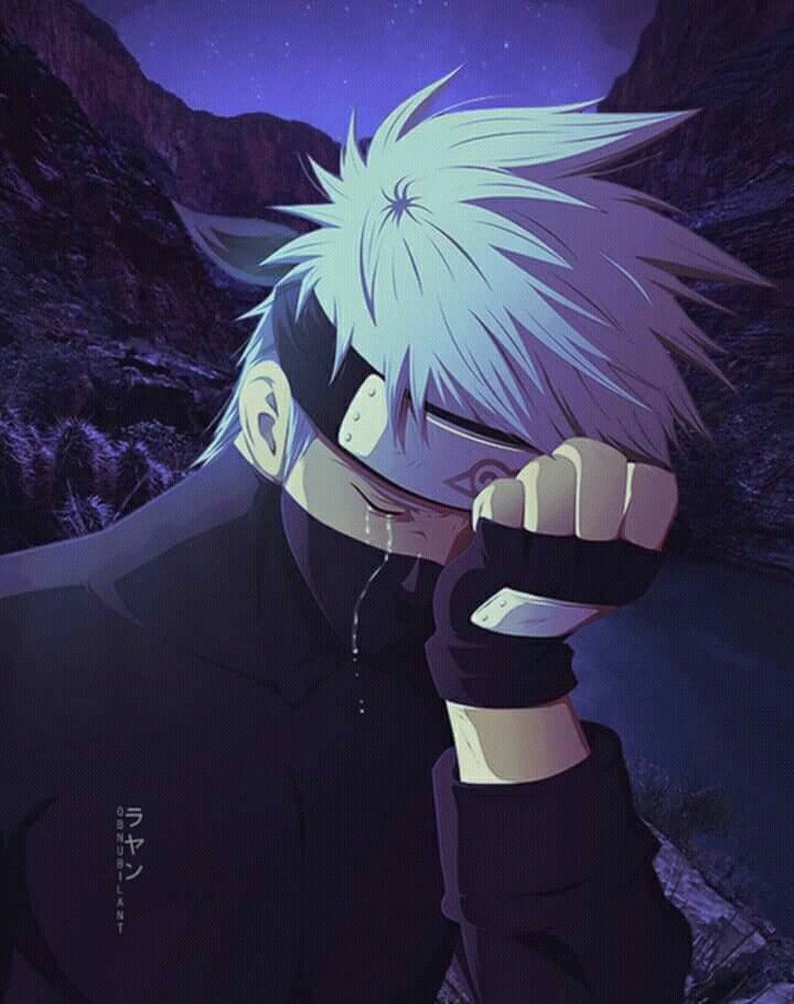 Hình Anime Kakashi buồn khóc trong đau khổ