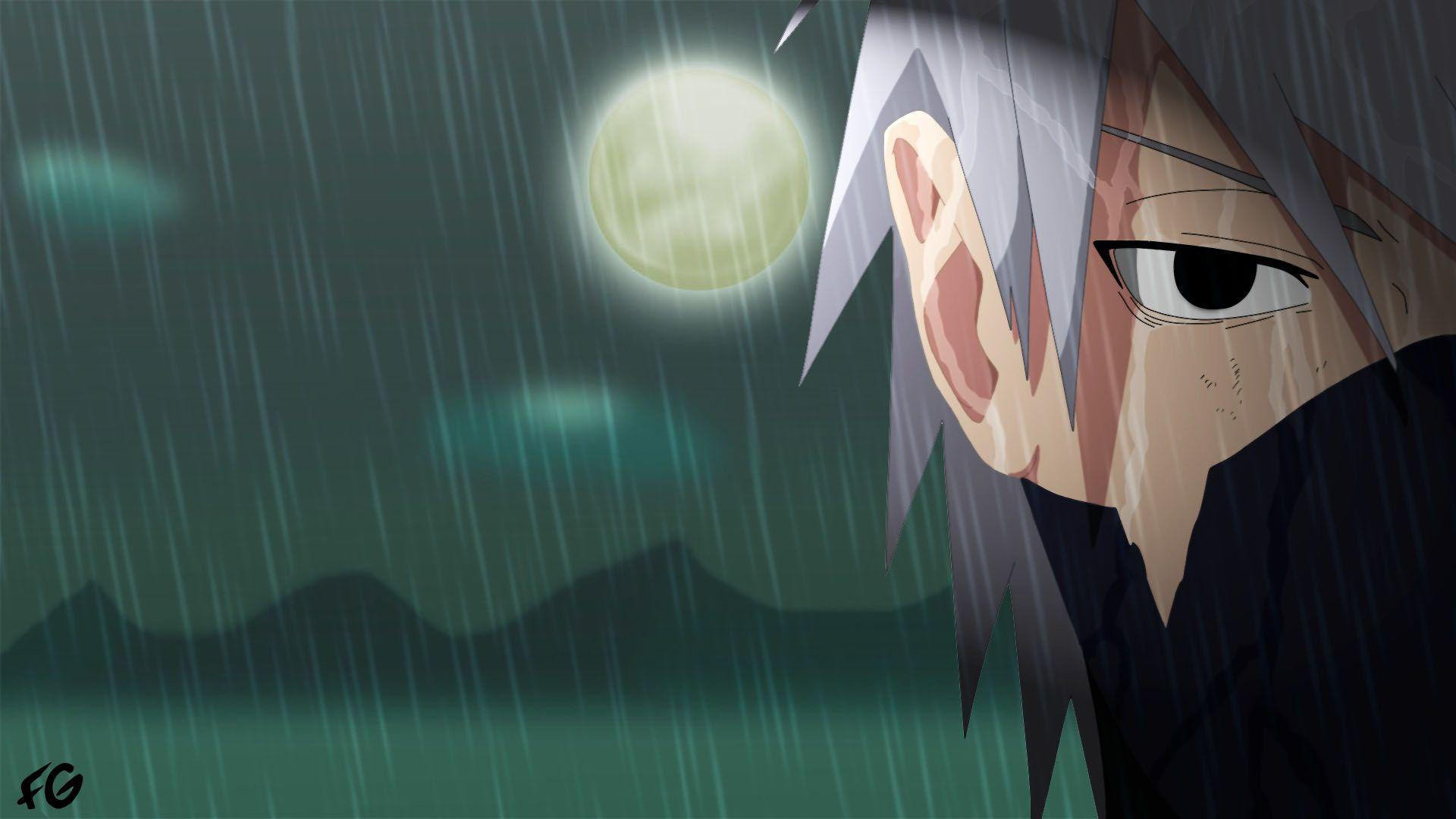 Hình Anime Kakashi buồn khóc trong mưa