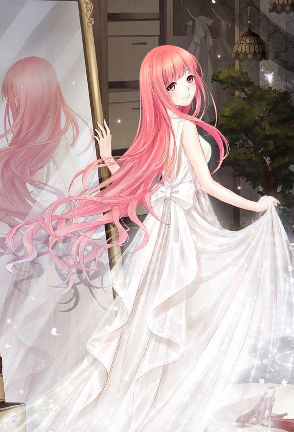 Hình Anime Mặc Váy Dạ Hội tóc màu hồng