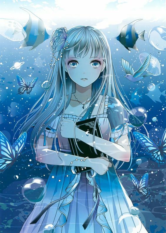 Các mẫu ảnh anime cute màu xanh dương vô cùng đáng yêu
