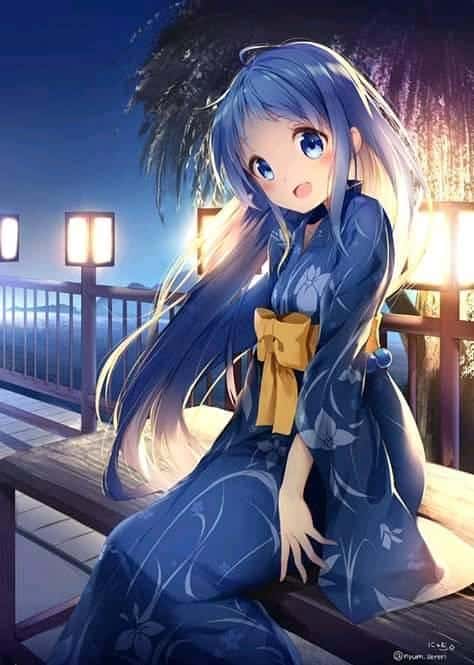 Hình Anime Nữ Mặc Kimono cute đáng yêu nhất