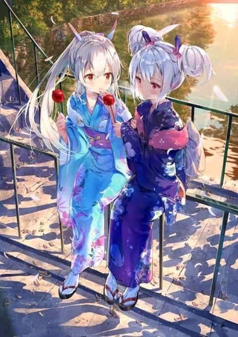 Hình Anime Nữ Mặc Kimono xinh đẹp cute