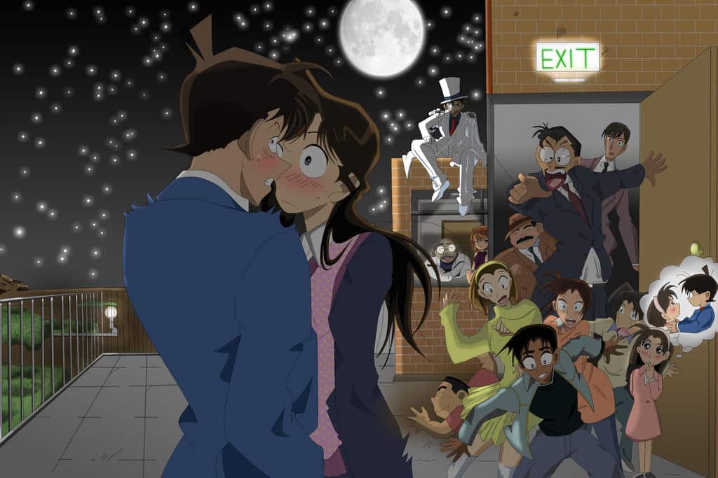 Hình Anime Shinichi và Ran hôn nhau bị bắt gặp