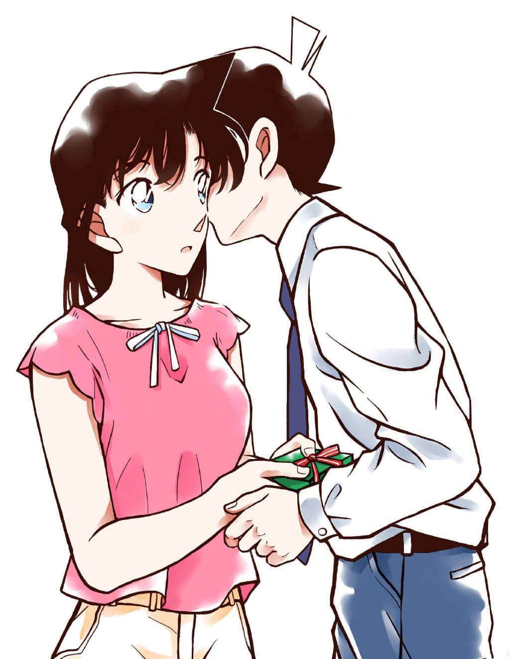 Hình Anime Shinichi và Ran hôn nhau dễ thương đáng yêu