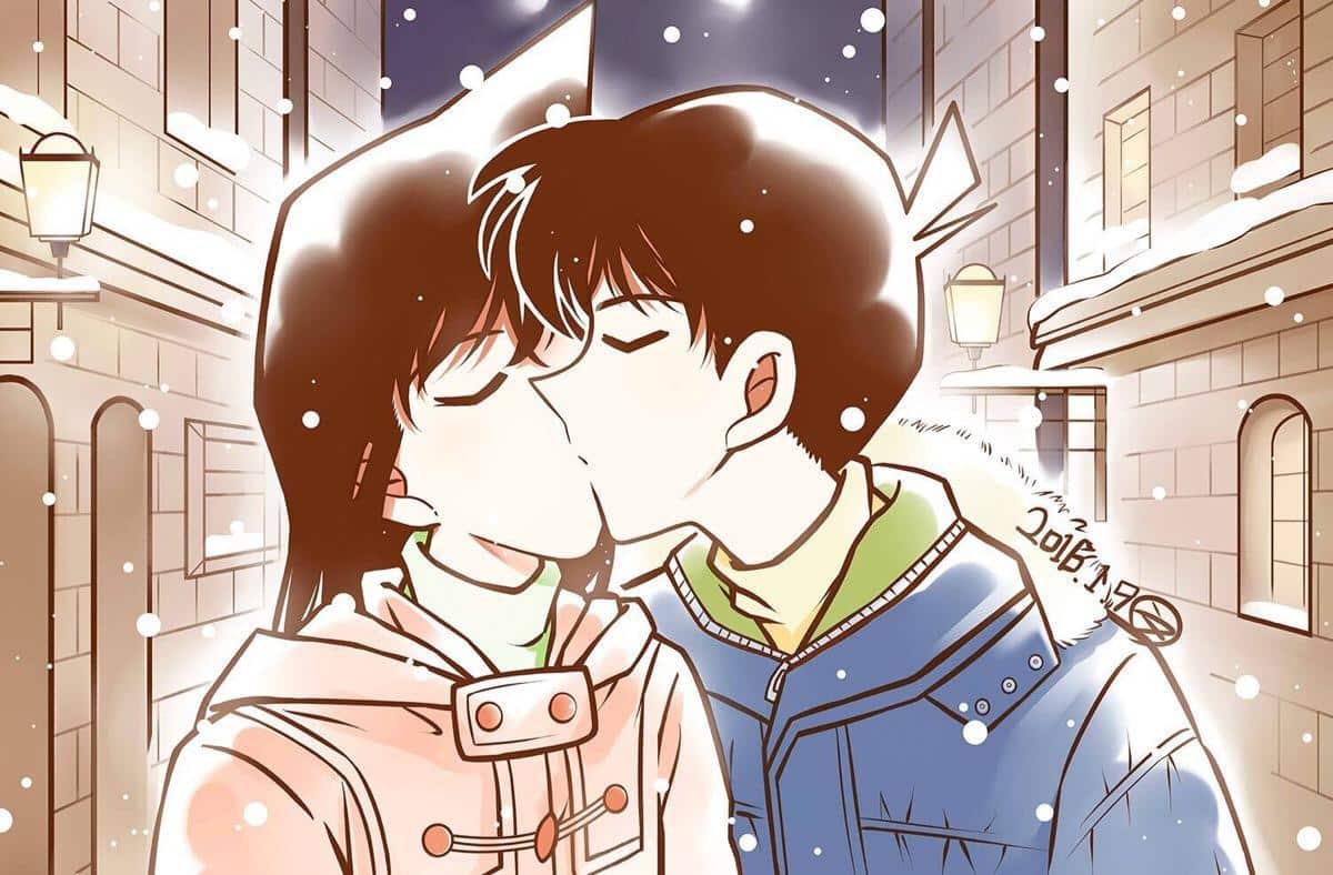 Hình Anime Shinichi và Ran hôn nhau đẹp cute