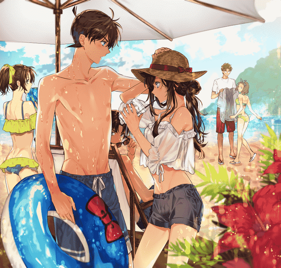 Hình Anime boy và girl đi biển