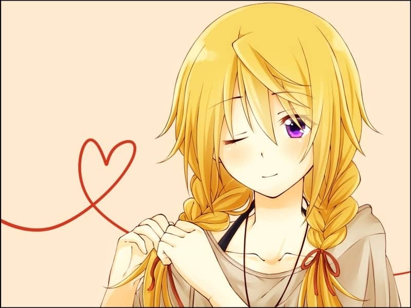 Hình Anime cô bé tóc Màu Vàng dễ thương