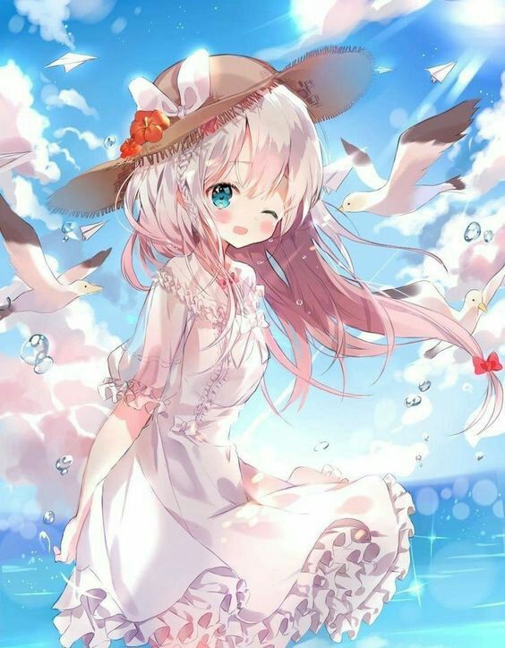 Hình Anime cô bé xinh đẹp tắm biển