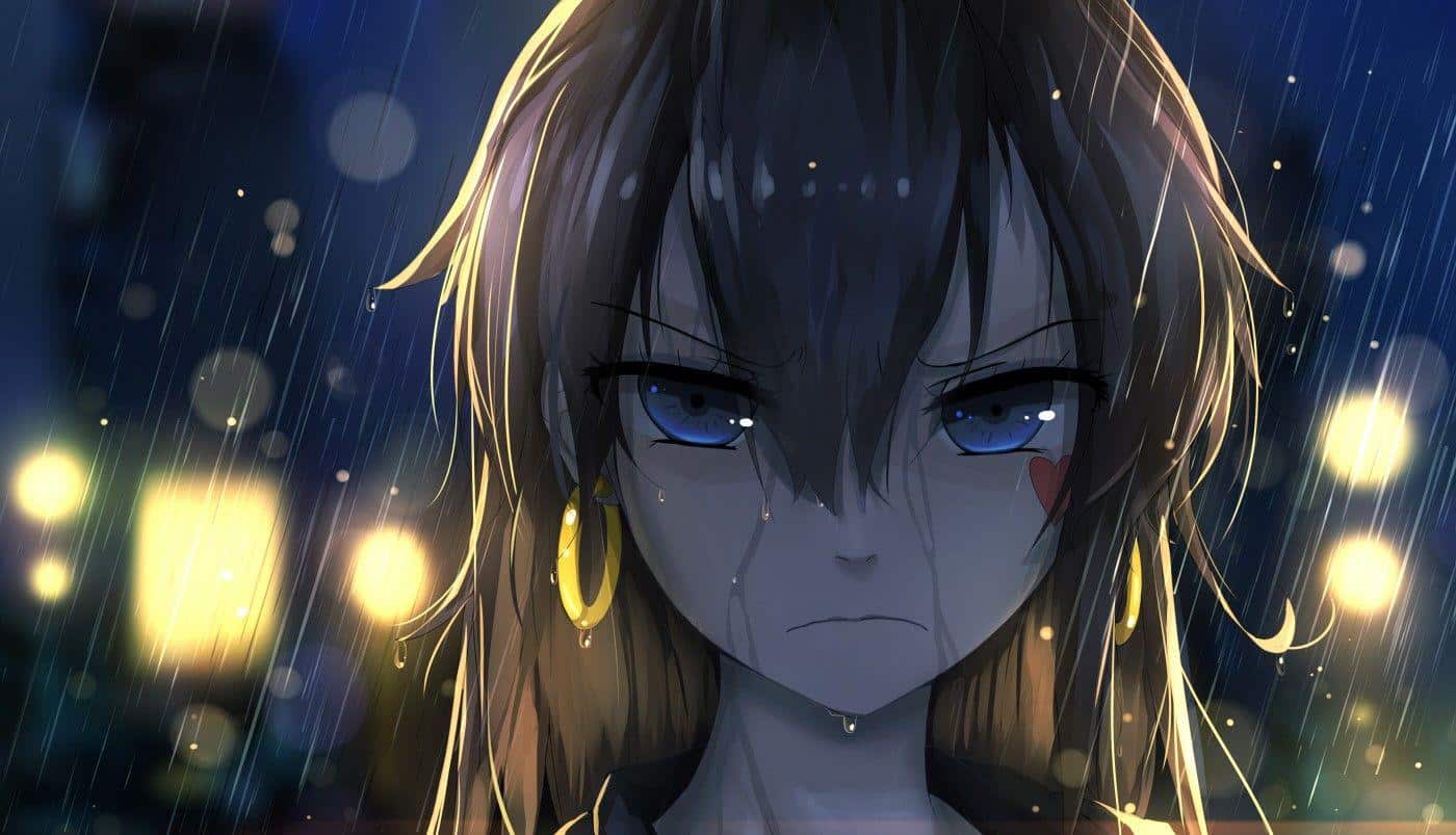 Anime-Mädchen wütend und weinend