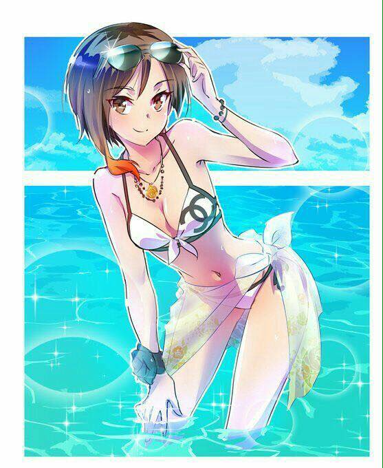 Hình Anime cô nàng xinh đẹp đi tắm biển