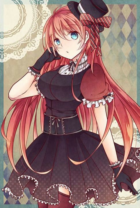 Hình Anime girl tóc đỏ đáng yêu