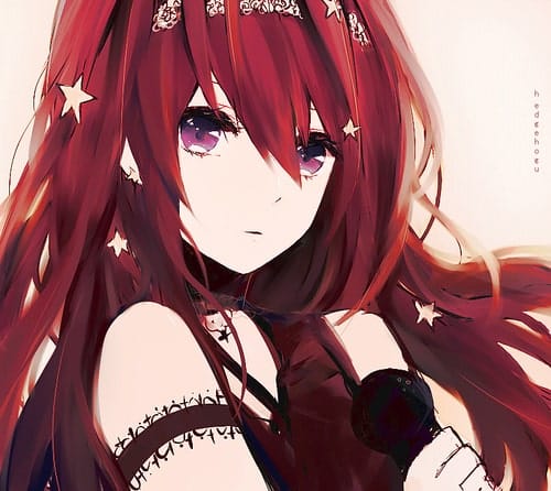Hình Anime girl tóc đỏ xinh đẹp lạnh lùng