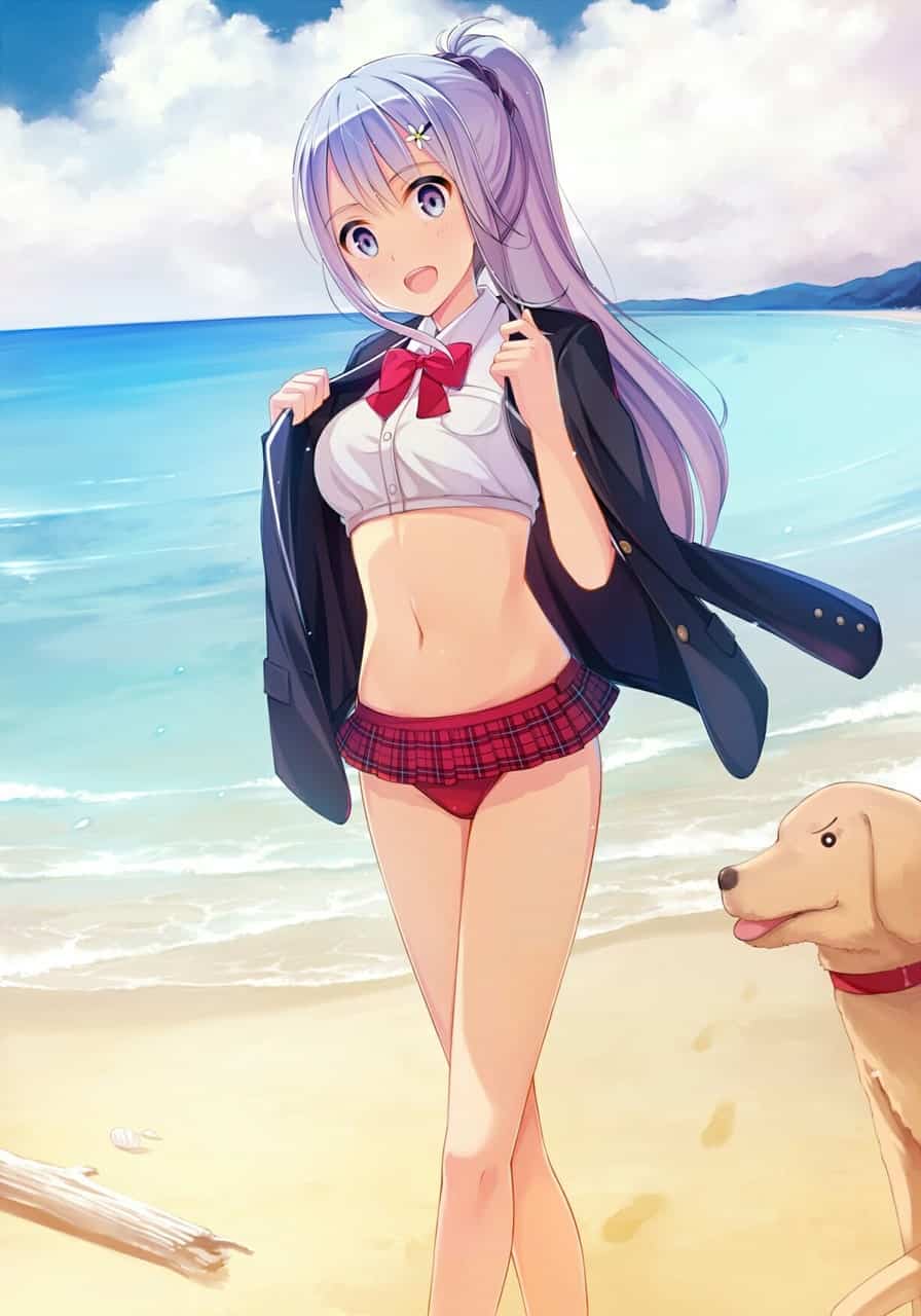 Hình Anime mặc đồ bơi đi biển đẹp