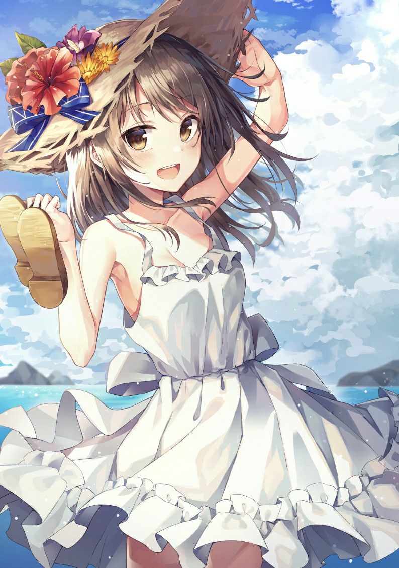 Hình Anime mùa hè girl đi biển dễ thương