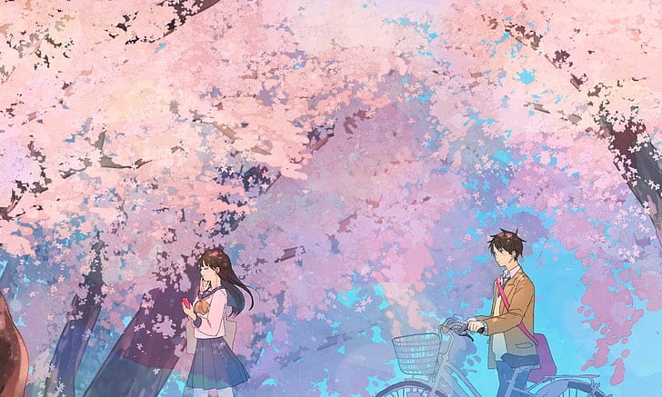 Hình Anime mùa xuân cặp đôi lãng mạn