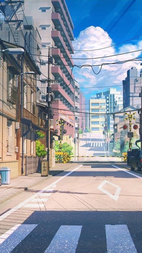 Hình Anime phong cảnh mùa hè trên đường phố