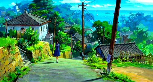 Hình Anime phong cảnh mùa hè xanh ngắt một màu
