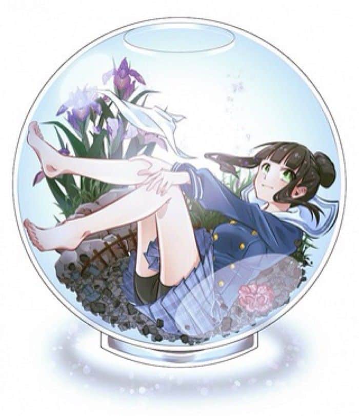 Hình Anime trong lọ thủy tinh tròn cute