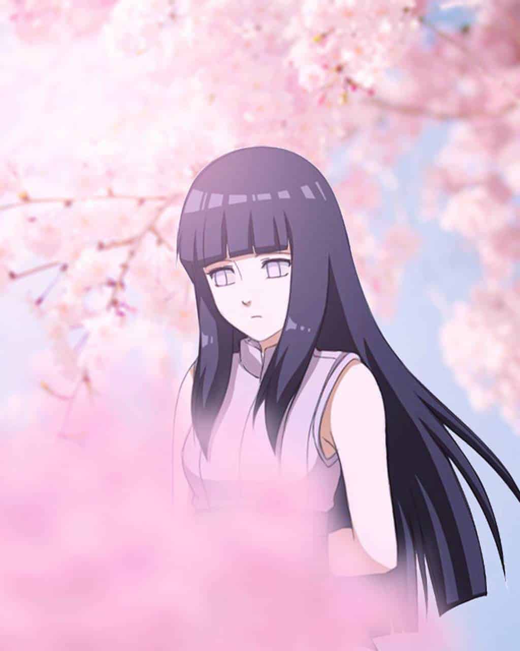 Hình Hinata Anime bên hoa anh đào