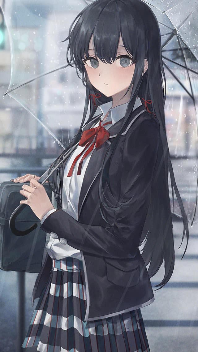 Hình Manga girl cầm dù xinh đẹp