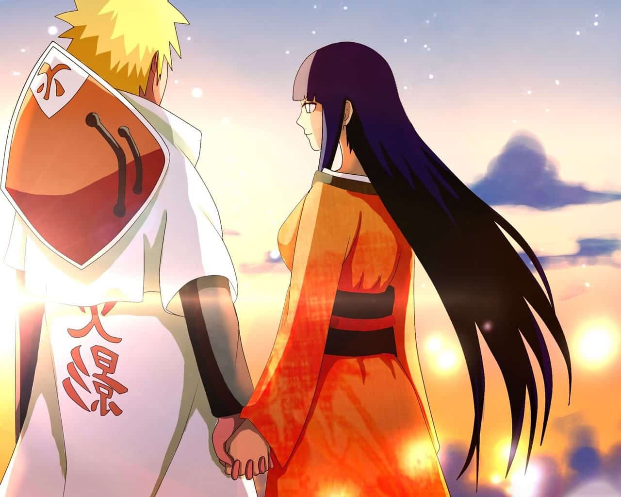 Hình Naruto Và Hinata nắm tay nhau lãng mạn